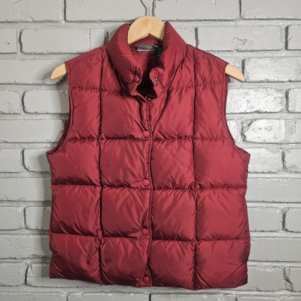 LL Bean Womens Vest Small Quilted Goose Down Puffer Red Gorpcore 90s Y2K